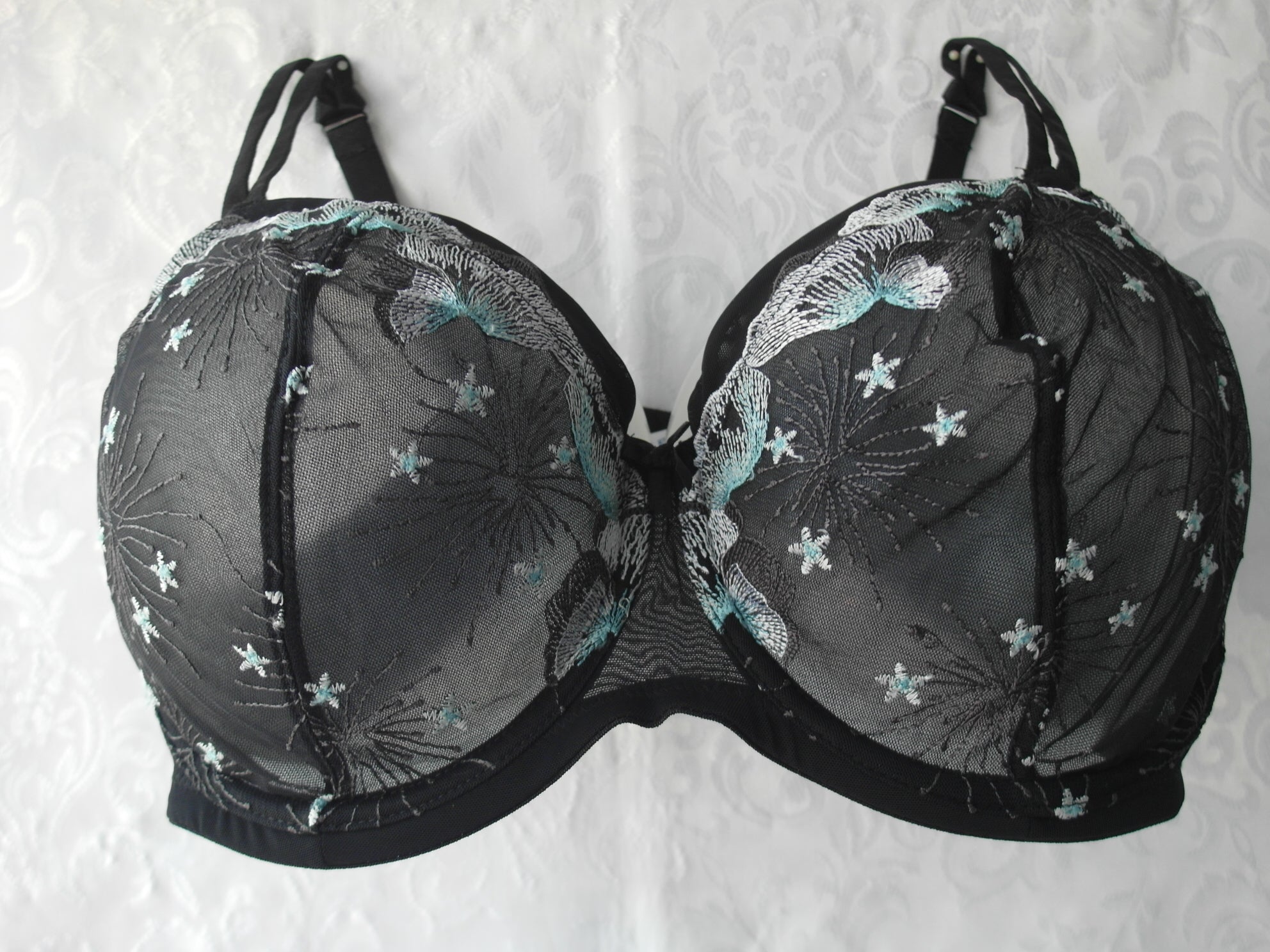 Plus Size Balconette Bra~Soft Cup & No Pad~Underwire~Black sheer & Flo –  Enjoy Outlet @ TOJO