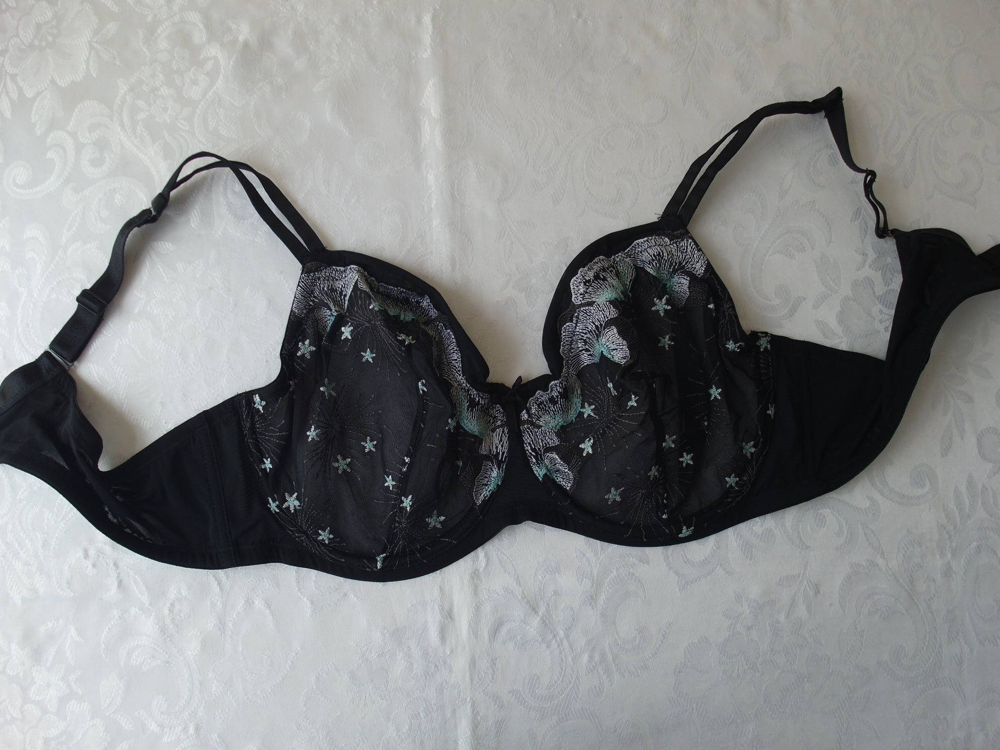 Plus Size Balconette Bra~Soft Cup & No Pad~Underwire~Black sheer & Flo –  Enjoy Outlet @ TOJO