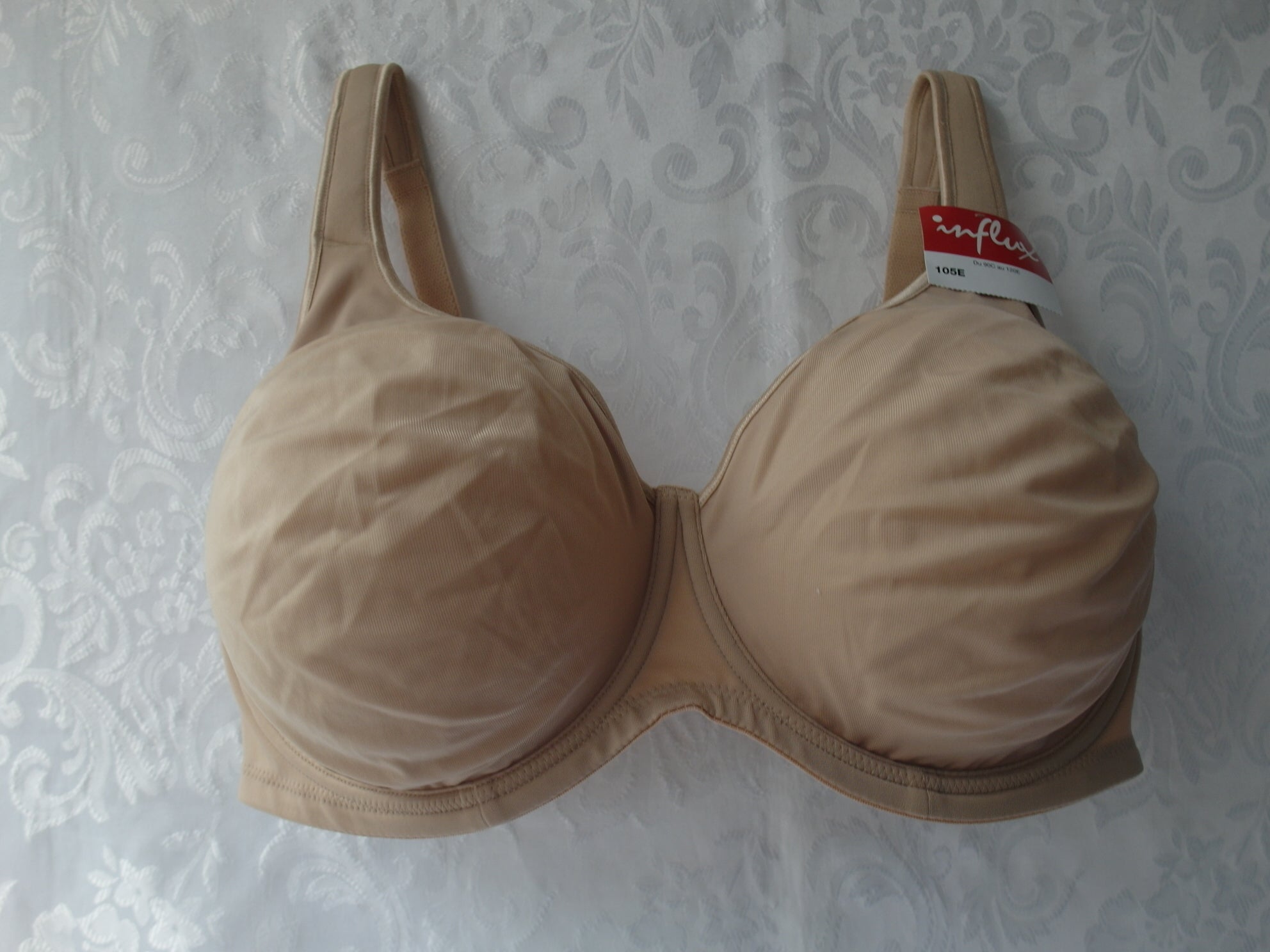 influx Comfort Full Cup Bra Soft Cup No Pad Underwire Natural